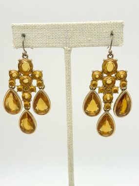 Banana Republic Gold Jeweled Chandelier Earrings